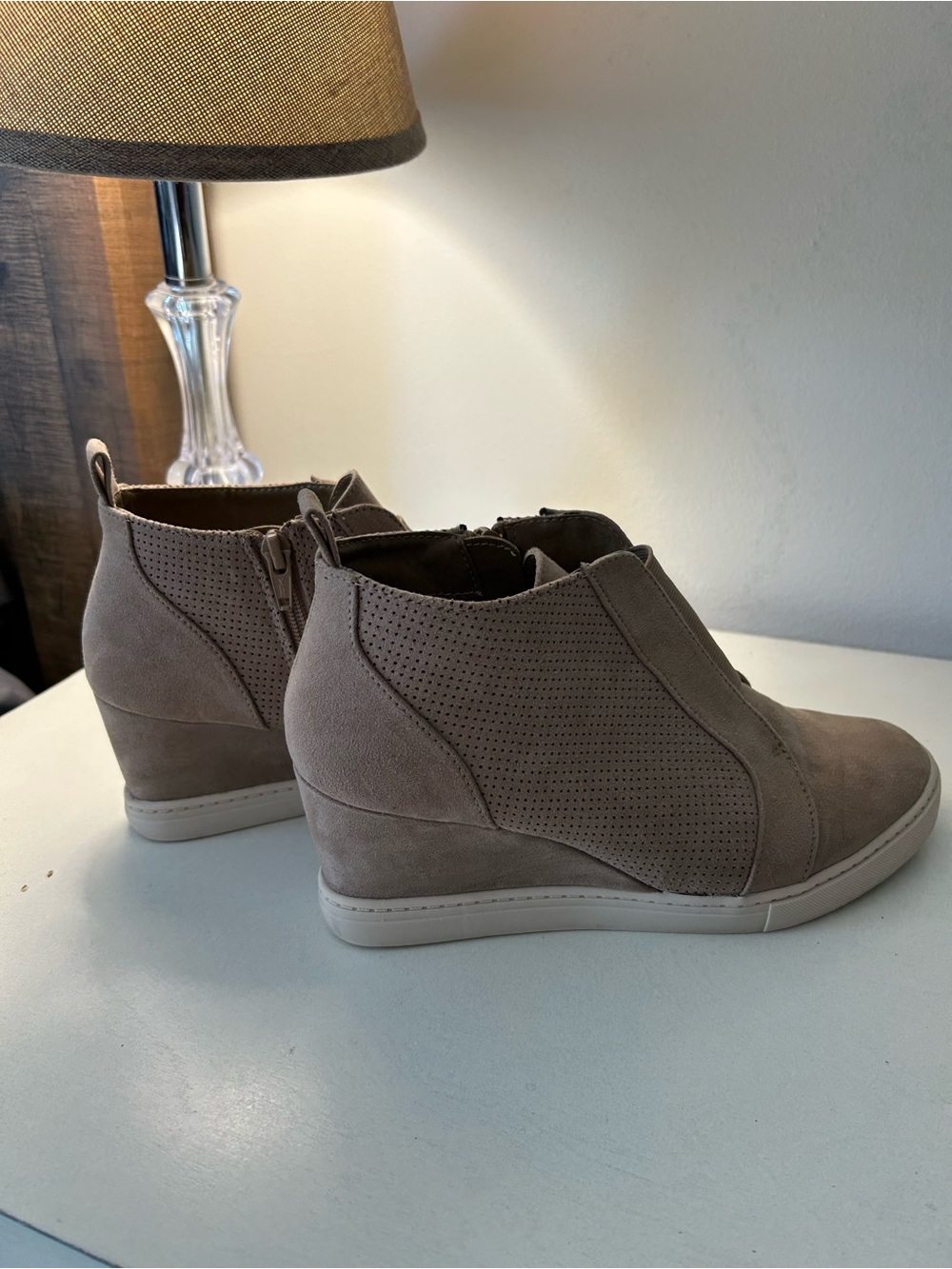 a new day Taupe Suede Wedge Sneaker Booties
